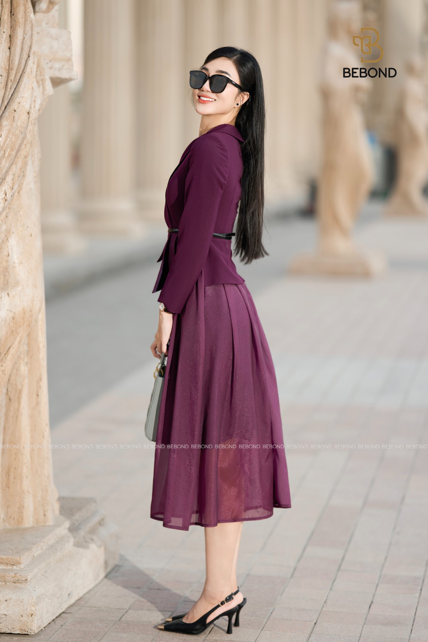 Đầm VIVIAN tà lệch viền túi màu tím_thumbnail_4