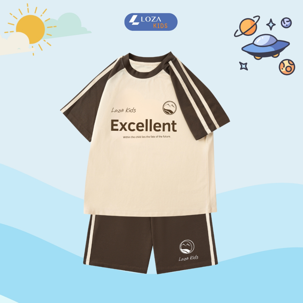 Đồ bộ bé gái, bé trai phối viền Excellent  - Quần áo cho bé chất liệu thun cotton - Loza Kids BF329_thumbnail_2