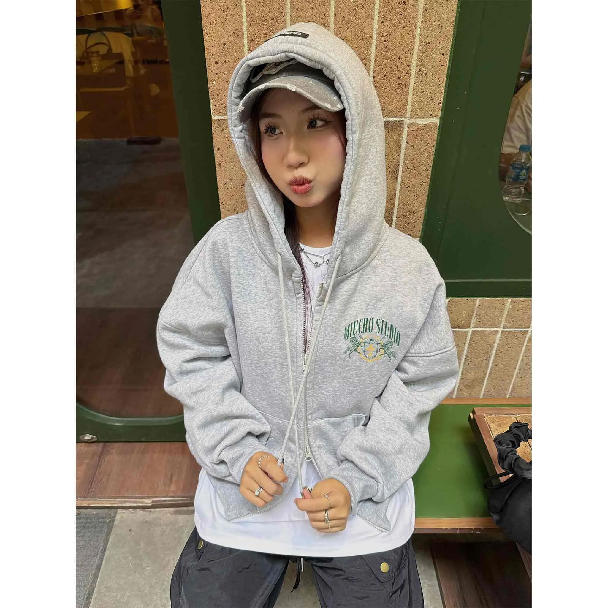 Áo hoodie zip form boxy Miucho Studio 2582 trẻ trung năng động vải nỉ bông mềm mại in mix_thumbnail_6