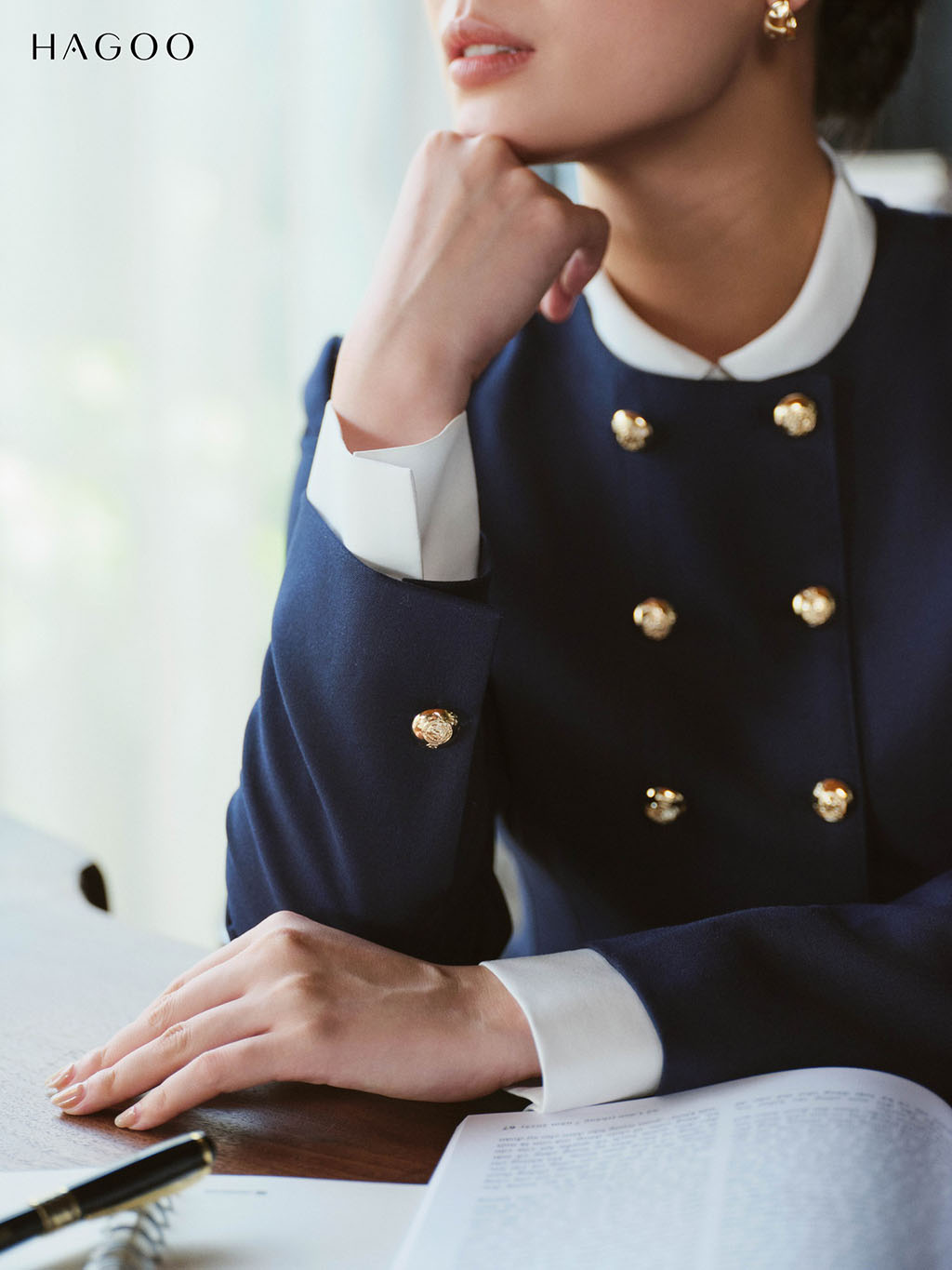 Blazer Aurora hai hàng khuy kim loại dáng ôm HAGOO Elite_thumbnail_3