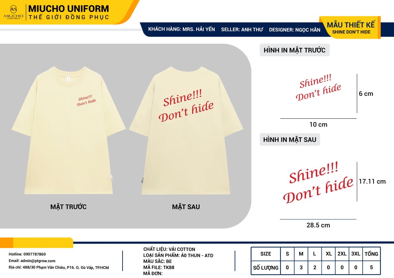 Áo thun thiết kế như yêu cầu TK88