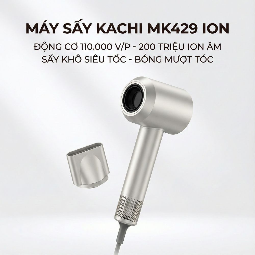 Máy Sấy Tóc Tốc Độ Cao Kachi MK429 ION (110.000 vòng/phút) - Sấy Nhanh, Chăm Sóc Tóc Ion Âm, Kiểm Soát Nhiệt NTC