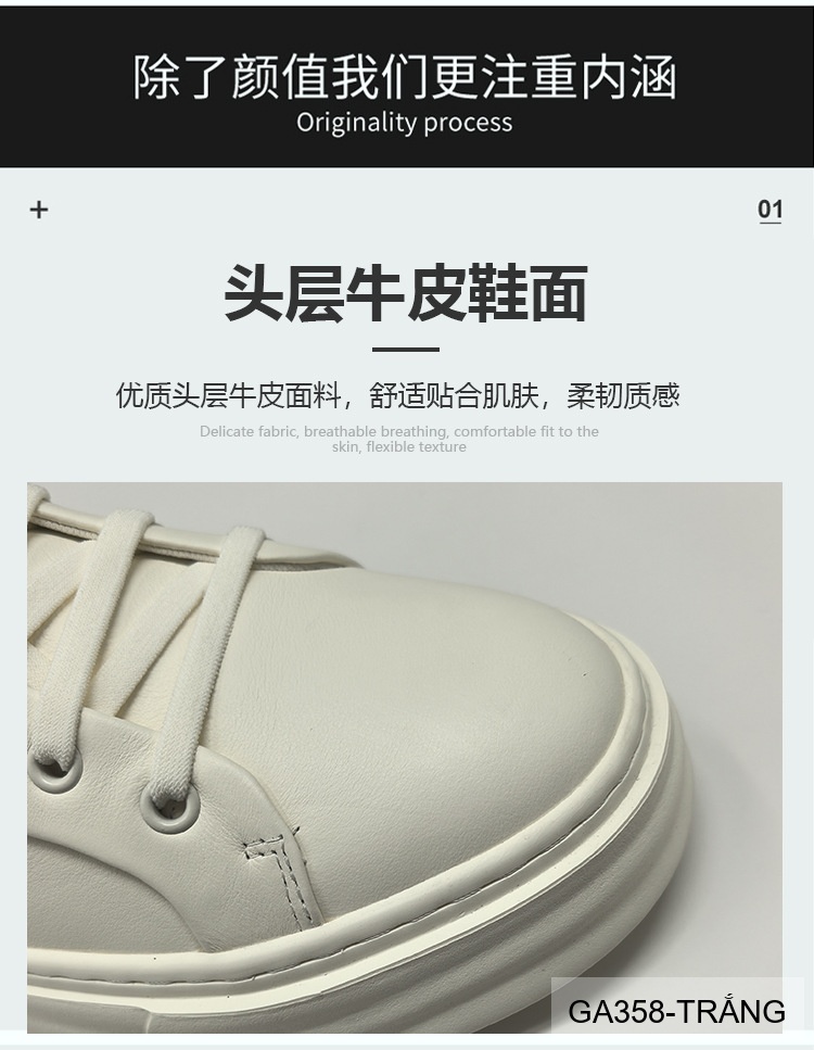 GA358 - Giày Sneaker Nam Đế Dày Phong Cách Hàn Quốc Da Bò Thoáng Khí_thumbnail_12