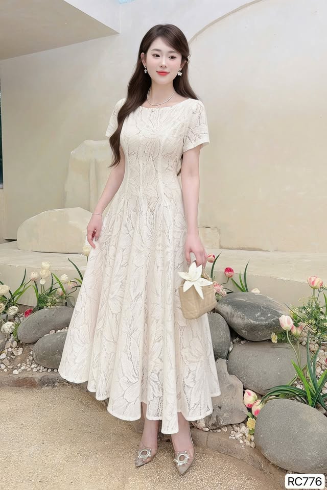 Đầm xòe ren xòe 7 mảnh RC776