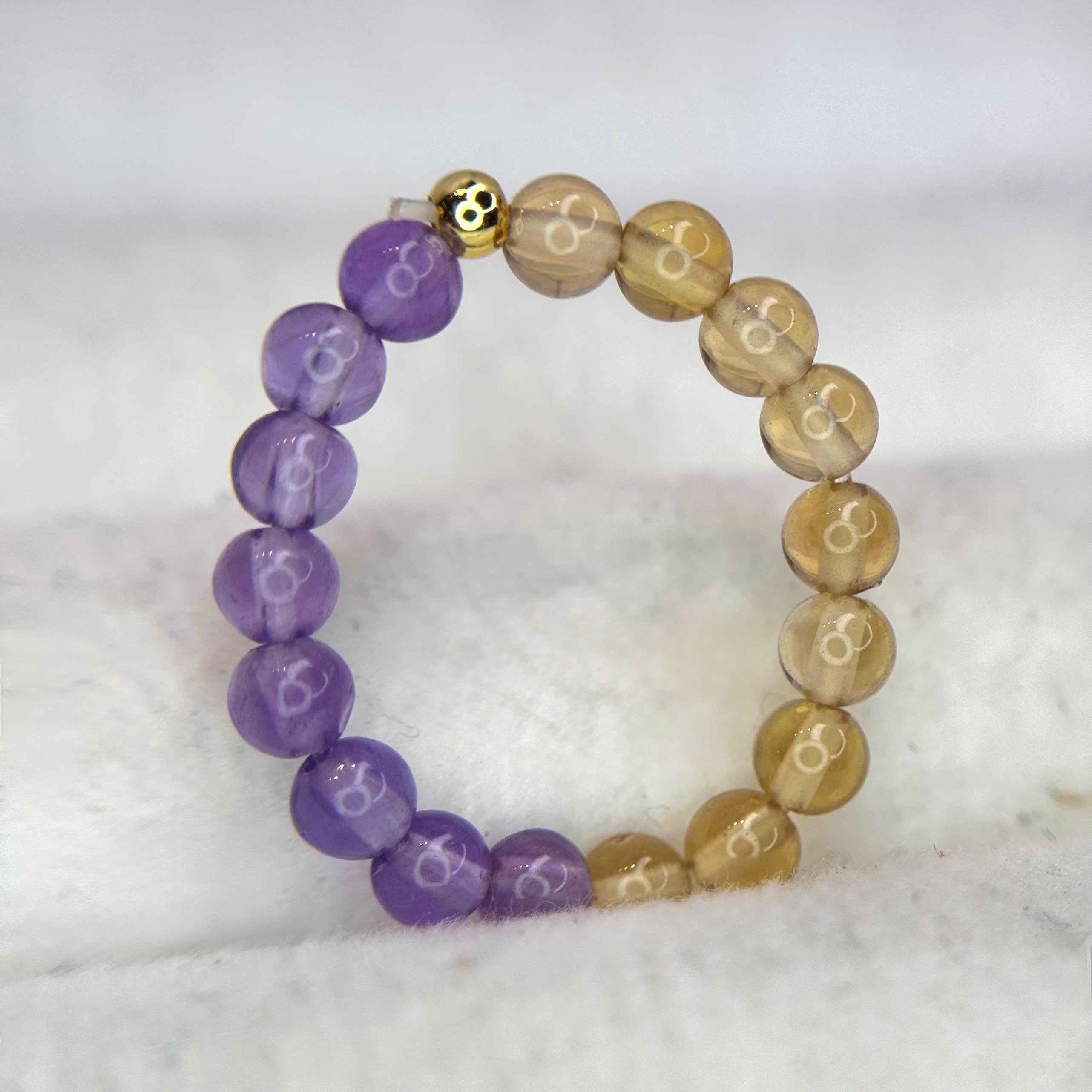 Nhẫn kiểu phong thuỷ đá amethyst+citrinew.