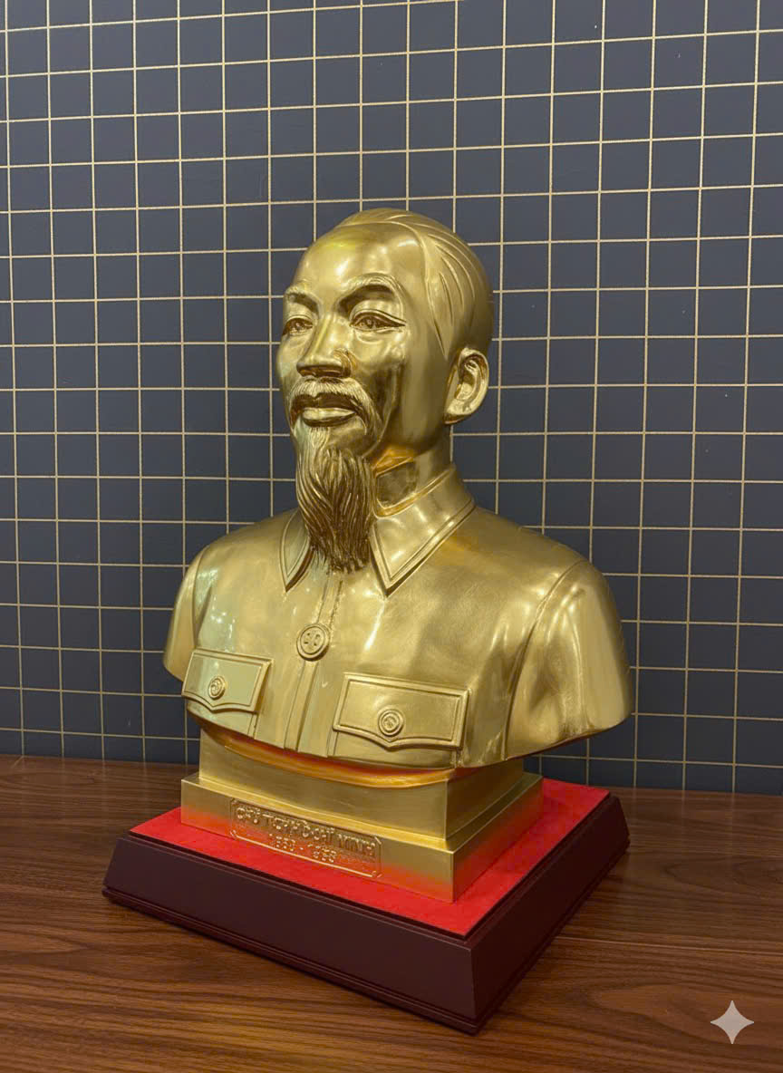 Tượng Bác Hồ thiếp vàng 9999 cao 60cm _thumbnail_1