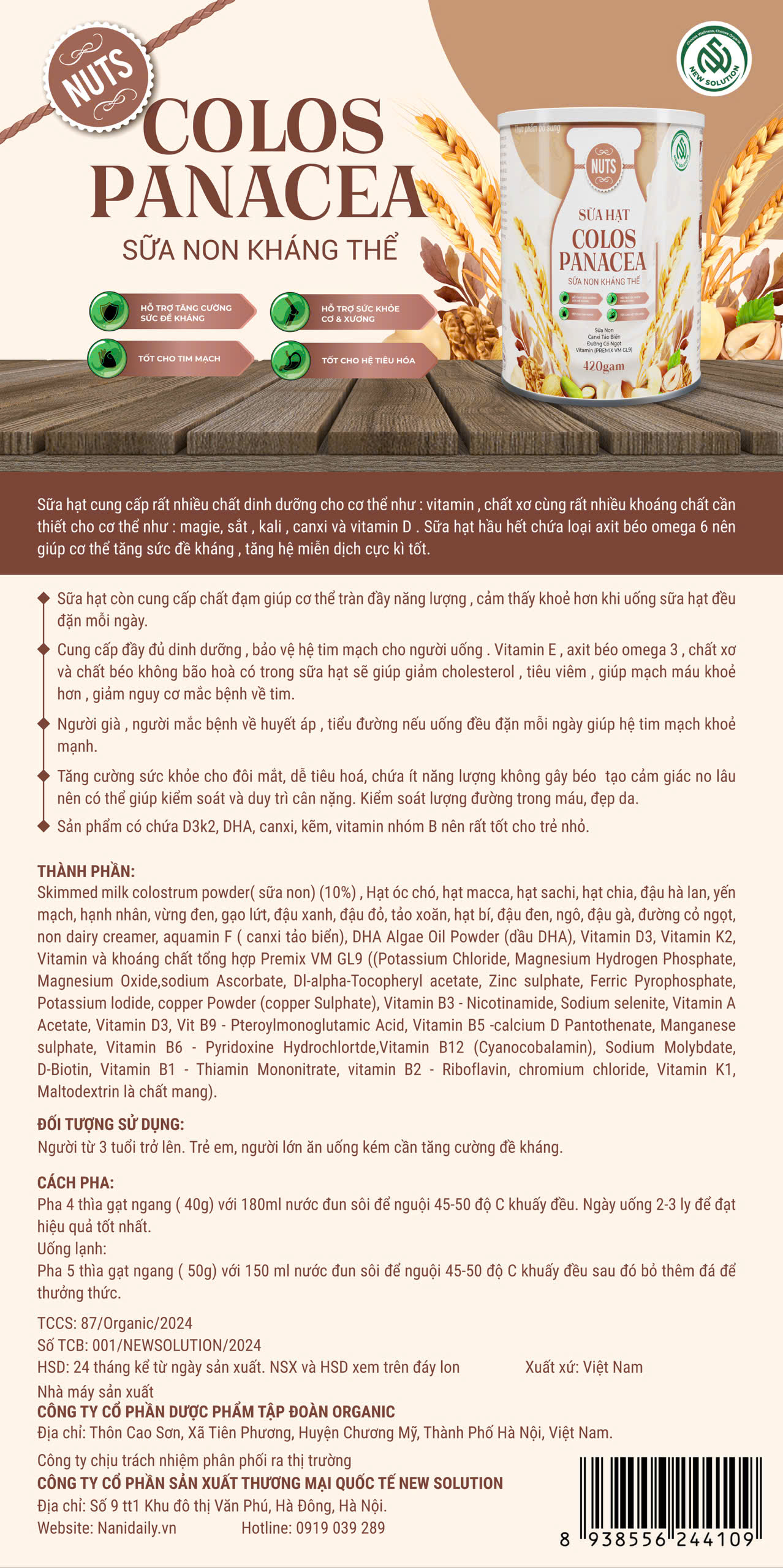 Sữa hạt COLOS PANACEA _thumbnail_2