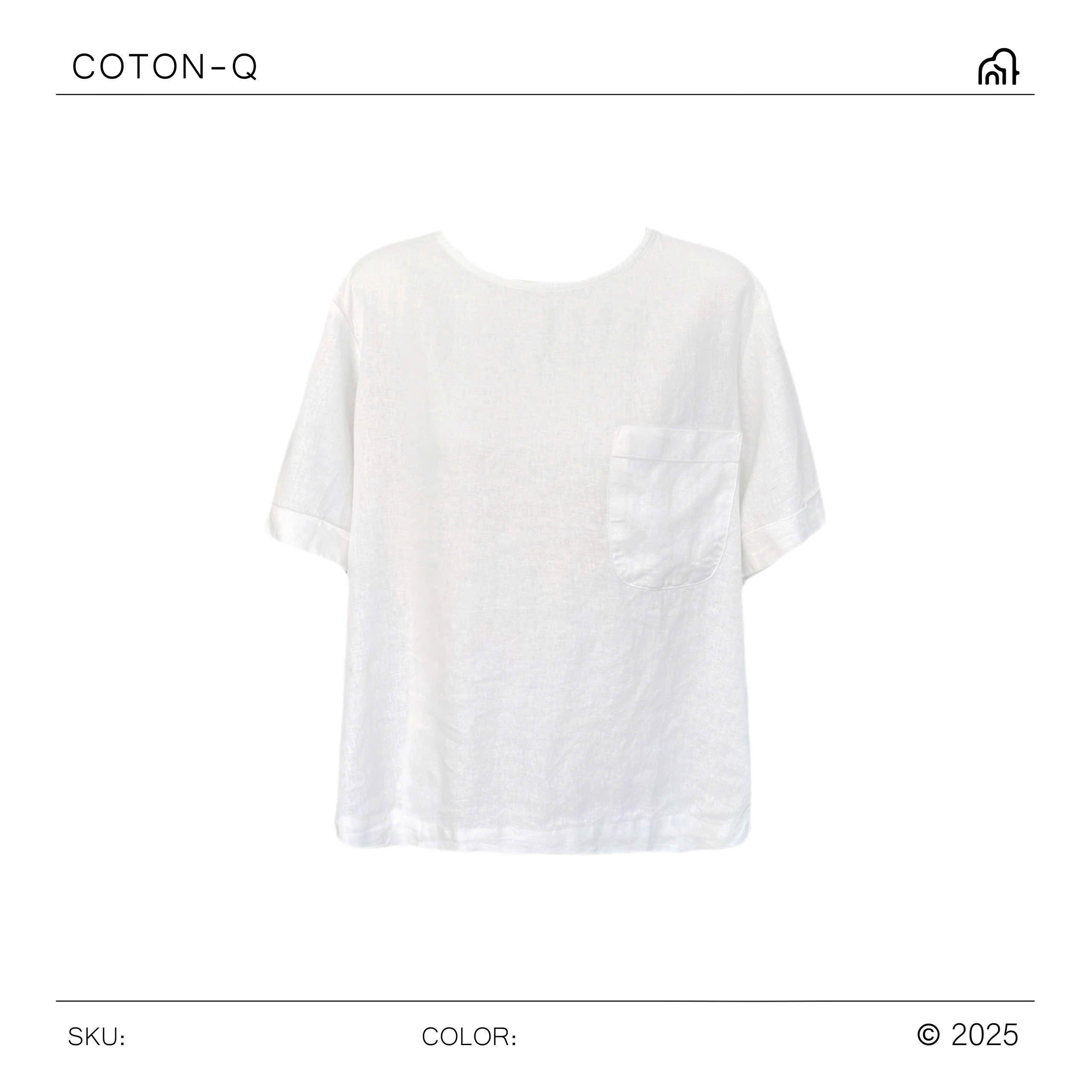 TA11 - Áo thun tay ngắn Coton Q linen phối túi