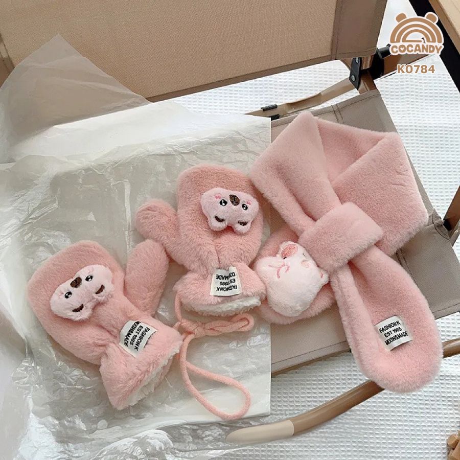 Sét nhập khăn + găng tay HỒNG