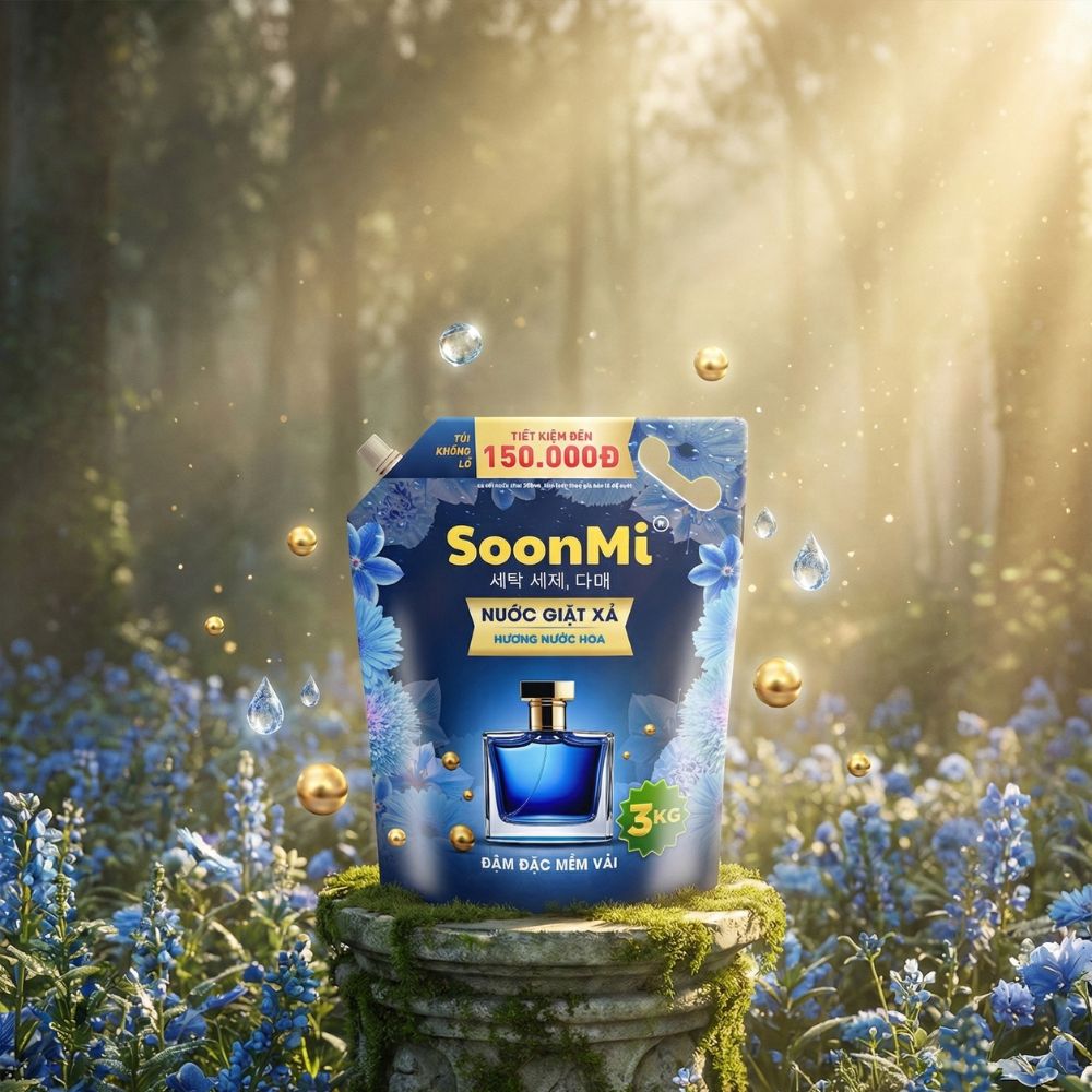 1 Thùng 3 túi Nước Giặt Xả 2 Trong 1 Soonmi 3kg