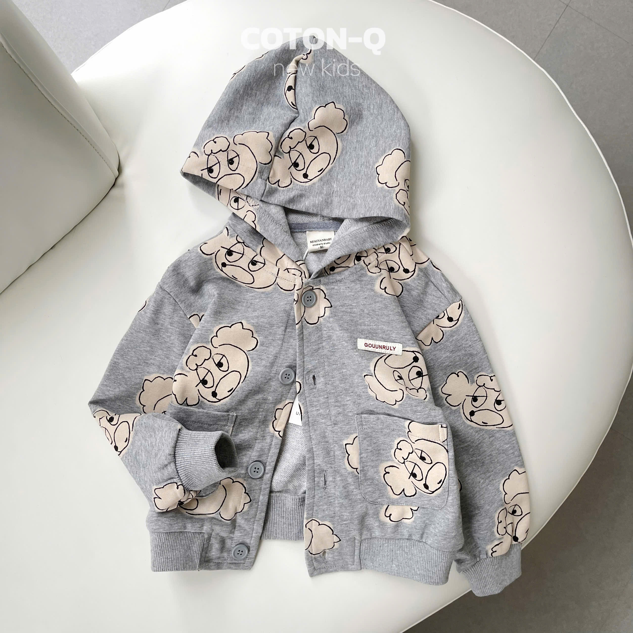 HE02 Áo khoác bé có nón ( XÁM )