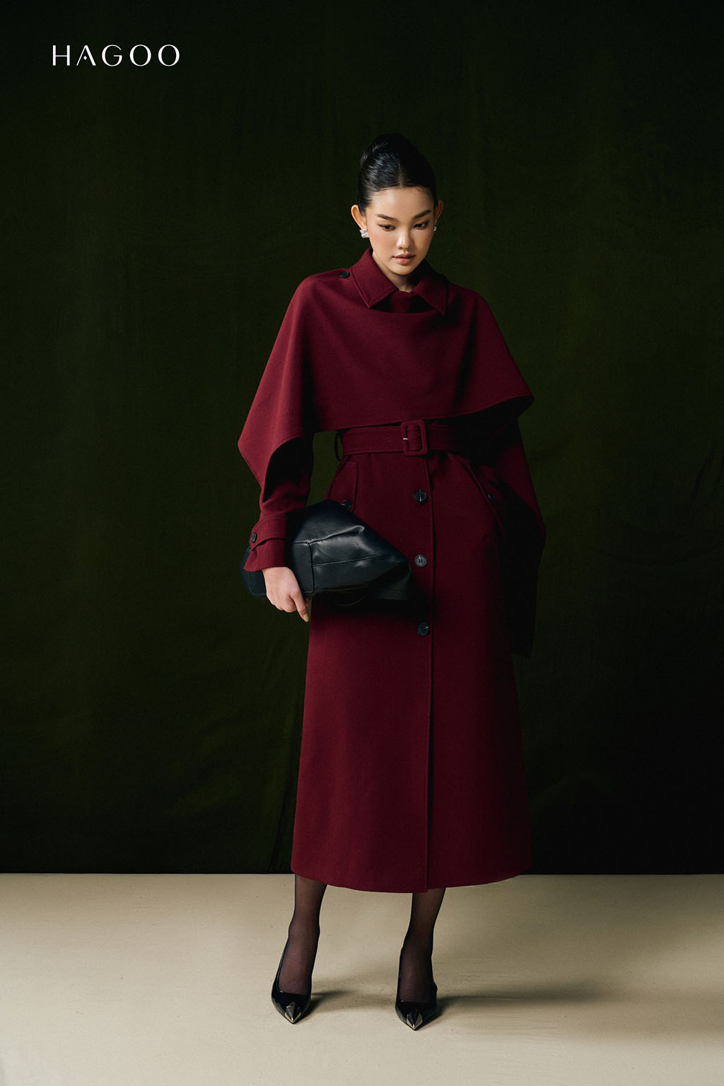 Áo khoác mangto dài choàng cape HAGOO