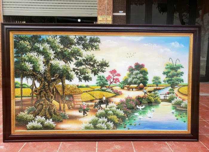 Tranh đá quý cây đa bến nước TUYỆT ĐẸP_thumbnail_3