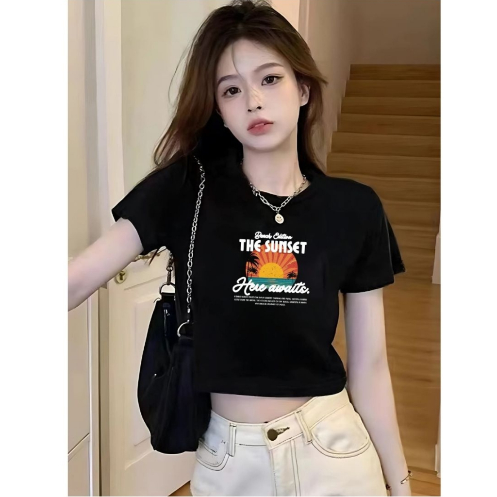 [Form Ôm] Áo croptop nữ ôm body màu đen in hình - Áo thun nữ dáng croptop ôm Loza - G0260_thumbnail_3