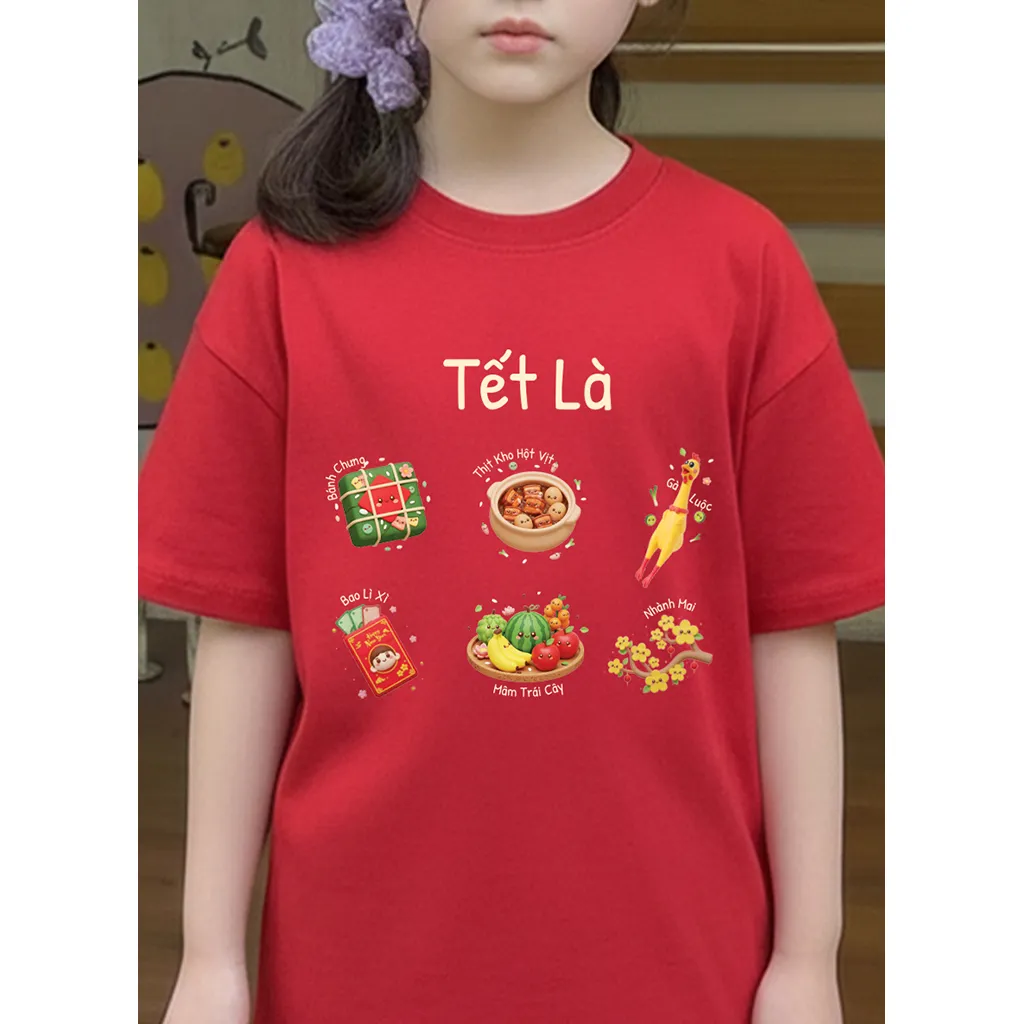 Áo thun kid Tết 2026 Kado vải cotton co giãn thoáng mát thoải mái cho bé cổ tròn in mix 2920_thumbnail_8