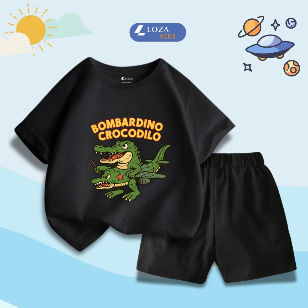 Bộ đồ bé trai in hình 'Bombardino Crocodilo' -  Loza Kids SB384_thumbnail_5
