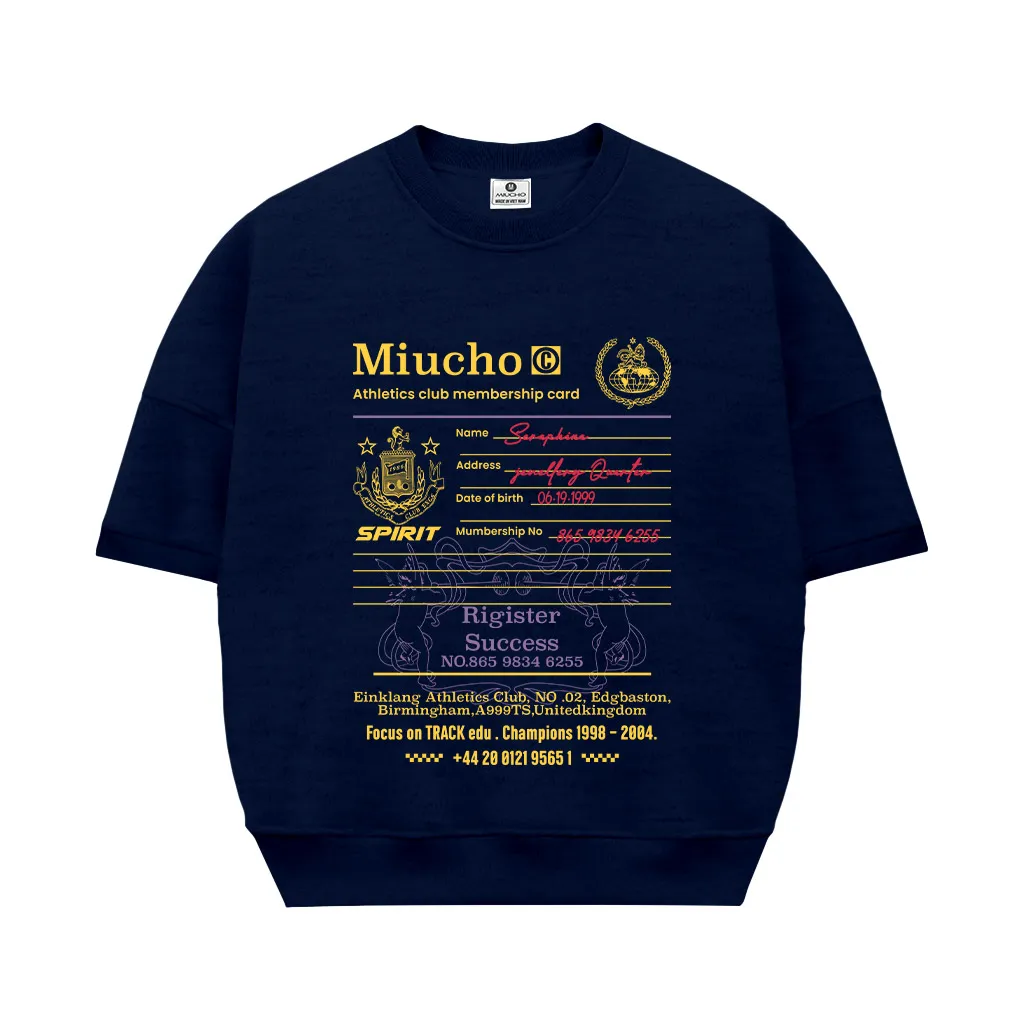 Áo Sweater boxy tay ngắn unisex Miucho nỉ 2 da dày dặn thoáng mát thấm hút mồ hôi tốt basic in mix 2629