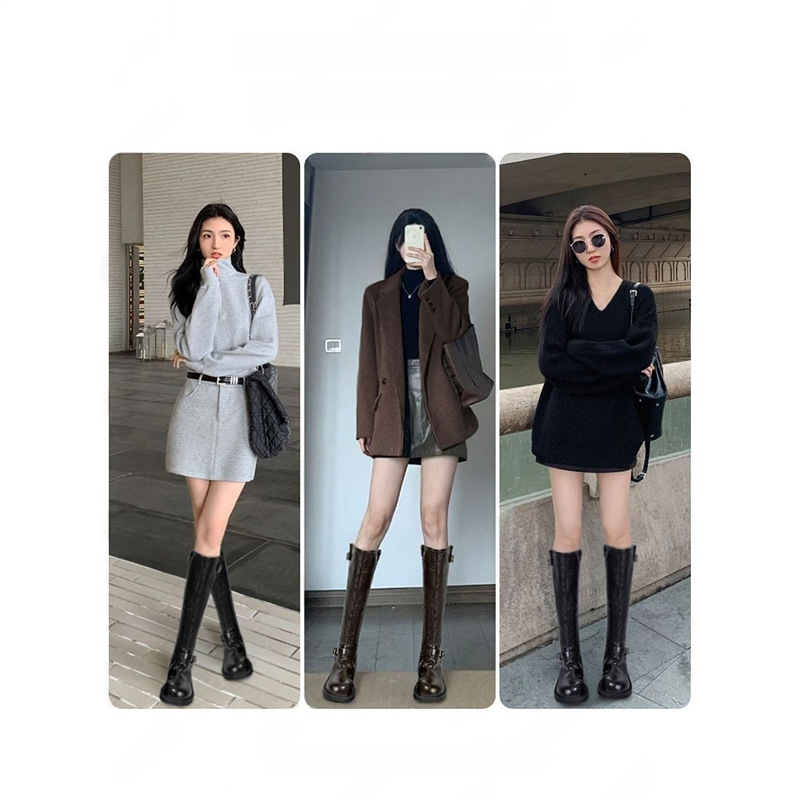 Giày Ống Cao Da PU Phối Dây Xích_thumbnail_6