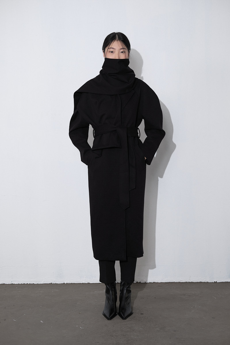 Áo khoác dạ tay phồng đai eo chưa có khăn_thumbnail_1