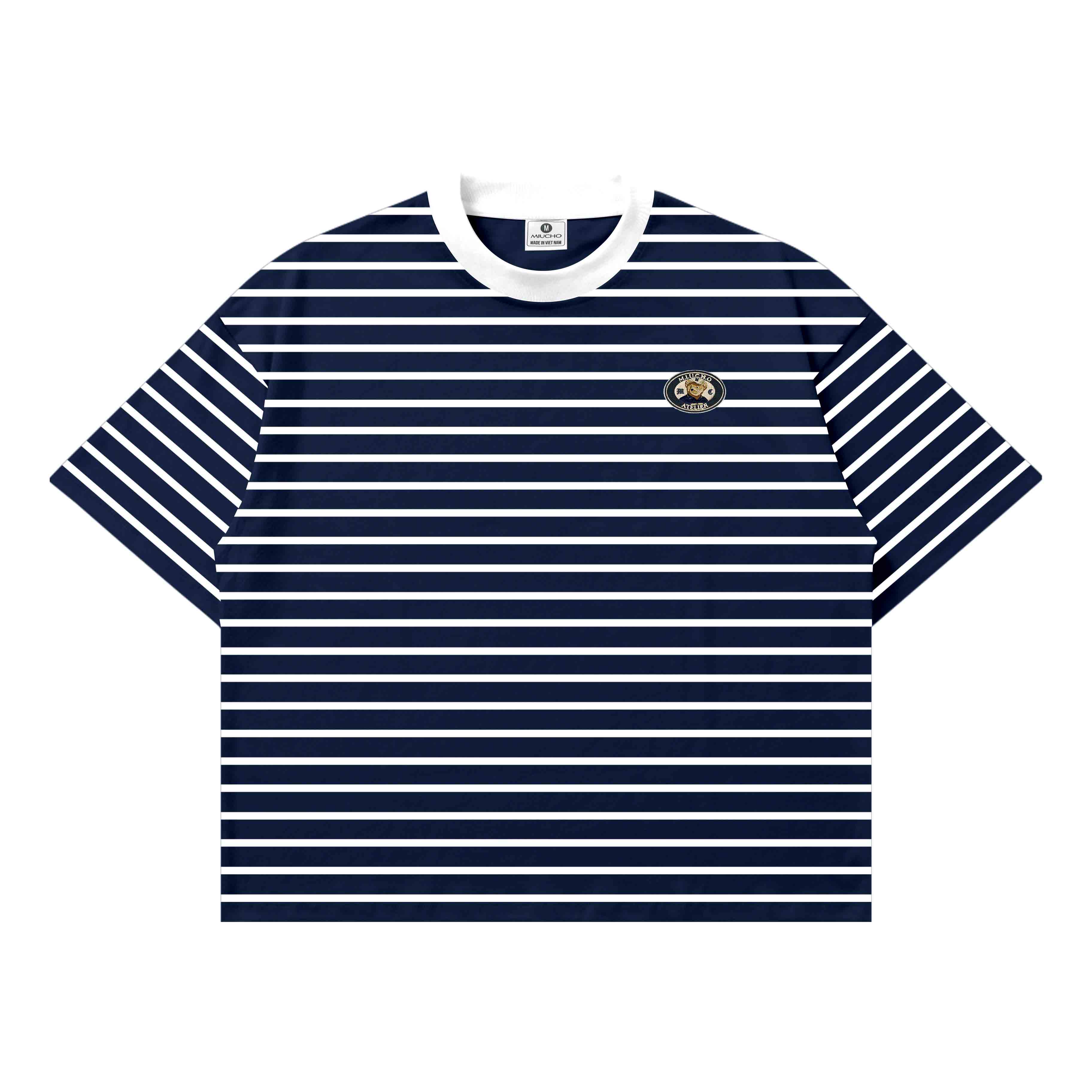 Áo thun form boxy Miucho thun borip dày dặn thoáng mát hình in basic kẻ sọc mix màu 2719_thumbnail_10