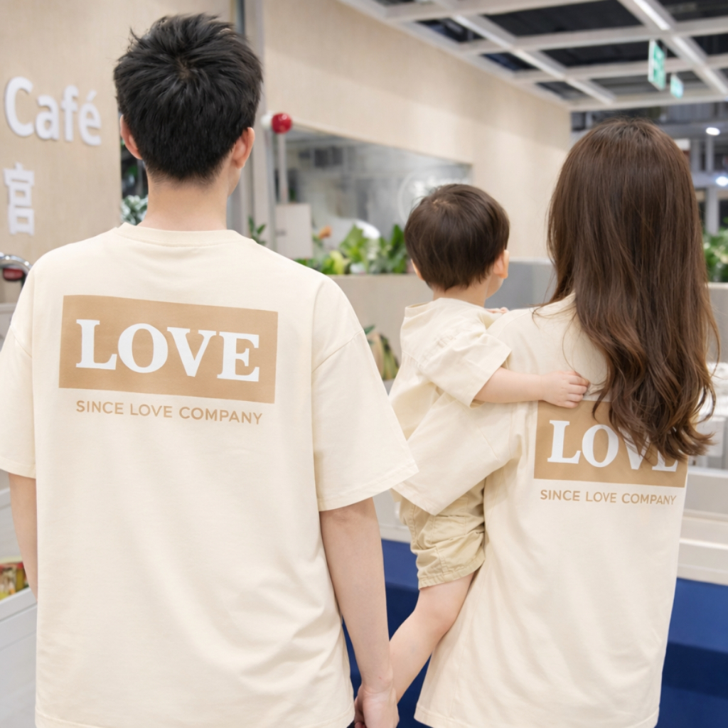 Áo thun gia đình in chữ LOVE áo đồng phục 3-4-5 người chất cotton - Loza Kids GĐ8427 GĐ8427
