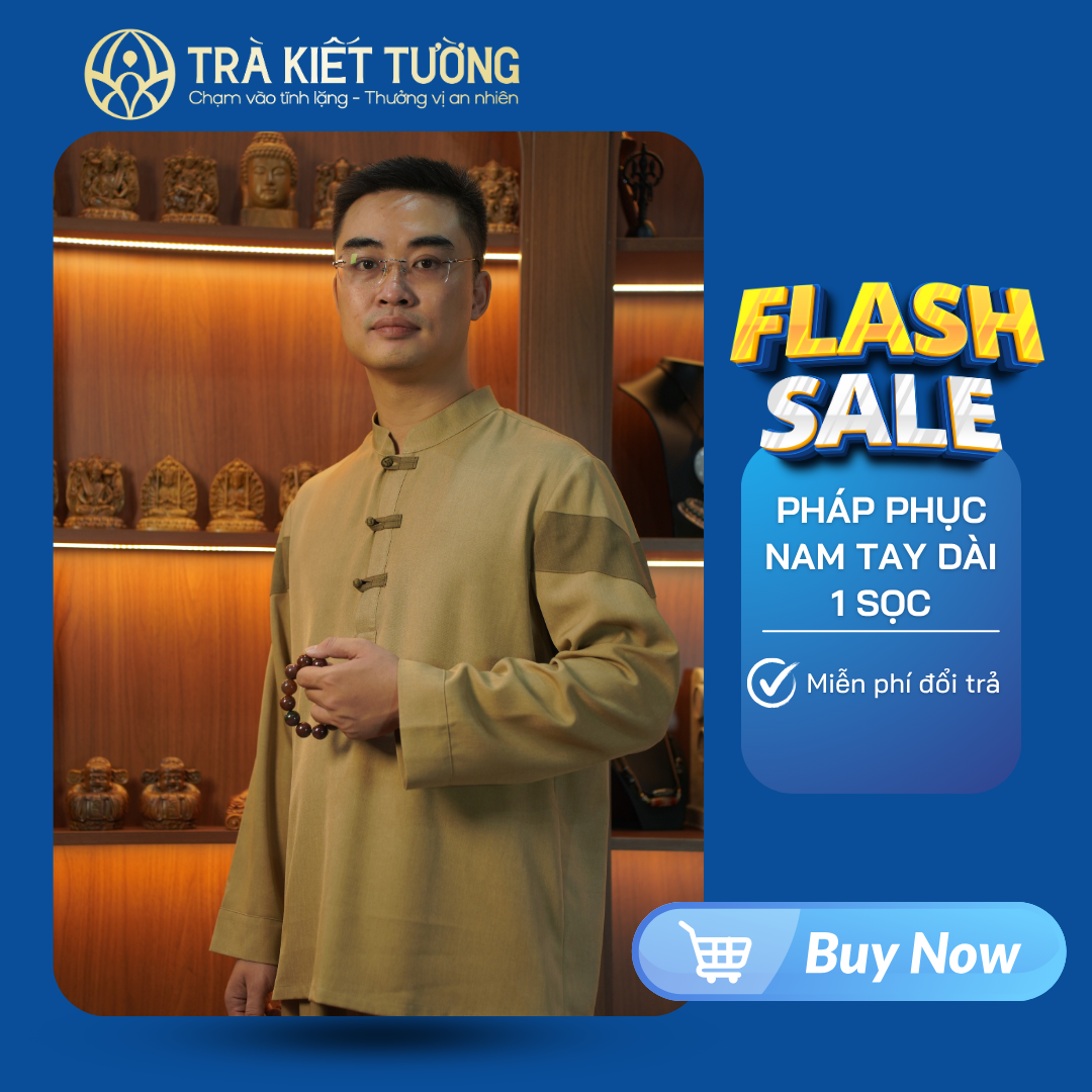 PHÁP PHỤC NAM NÂU NHẠT TAY DÀI 1 SỌC