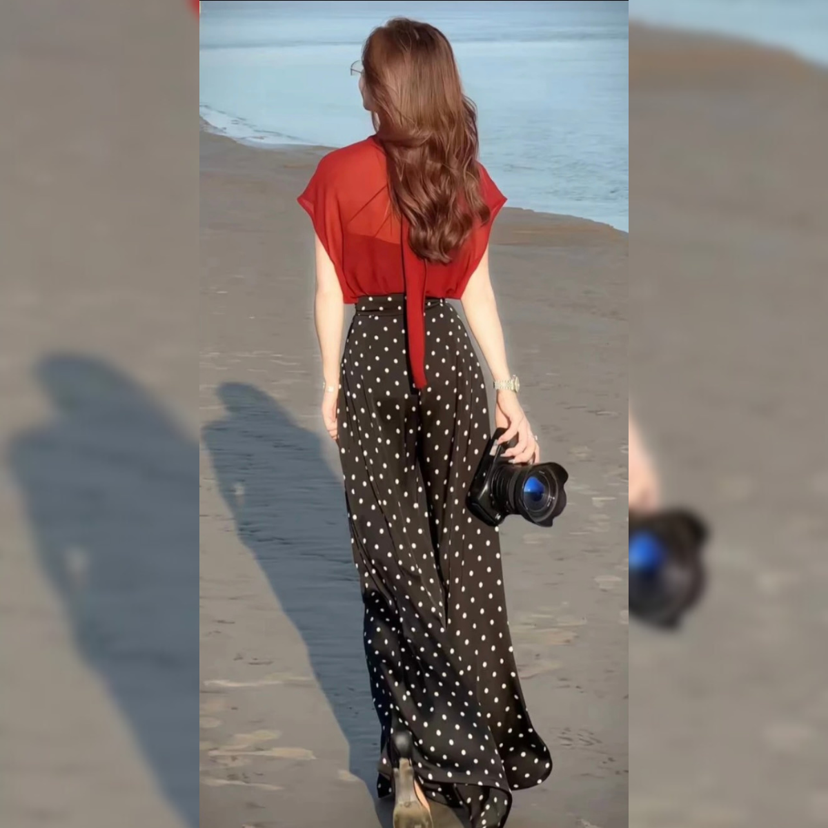 Sét bộ áo lụa băng mỏng cạp cao quần ống rộng