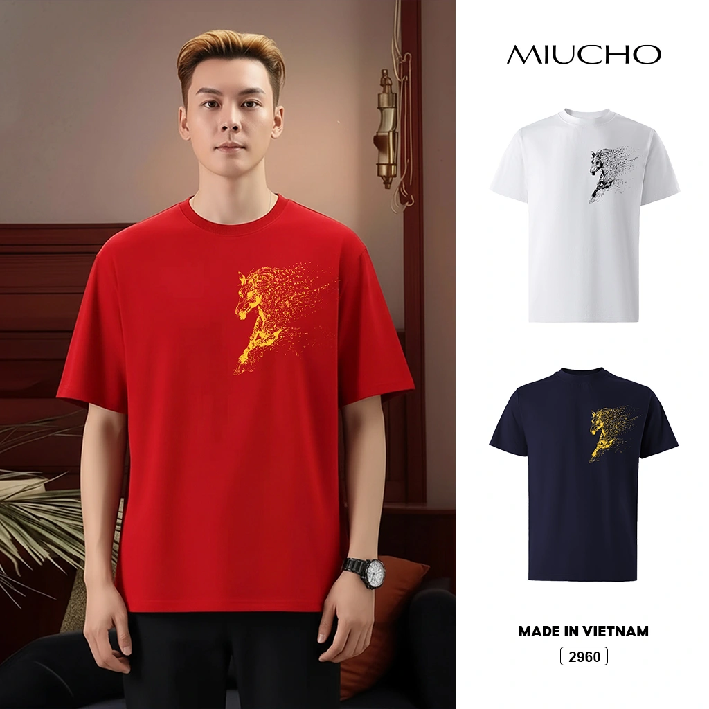 Áo thun Tết nam Miucho Iconic vải thoáng mát thấm hút tốt form rộng in artwork 2960