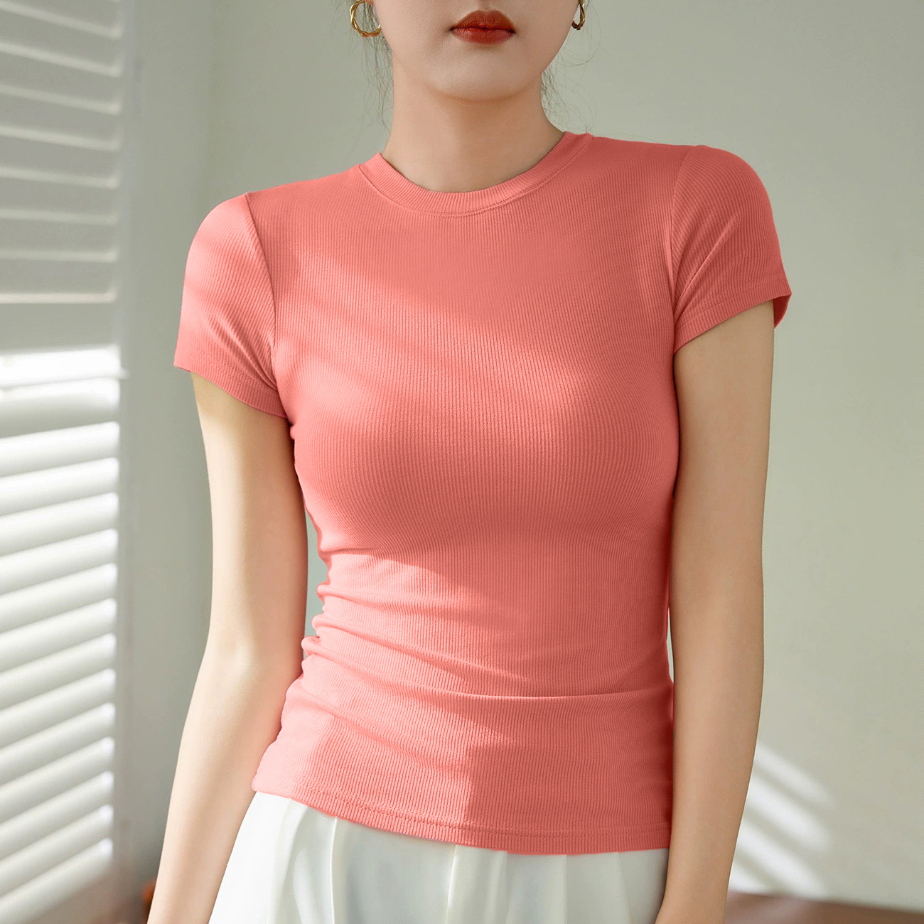 Áo thun nữ dáng ôm body chất vải Thun gân (thun tăm lạnh) co giãn 4 chiều - PH403310_thumbnail_4