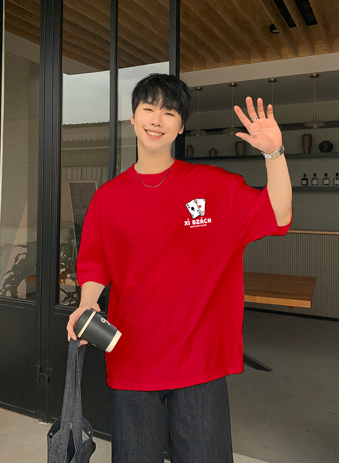 Áo phông tết nam form rộng cổ tròn vải cotton 4c co giãn thoáng mát 1800 Miucho in mix_thumbnail_3