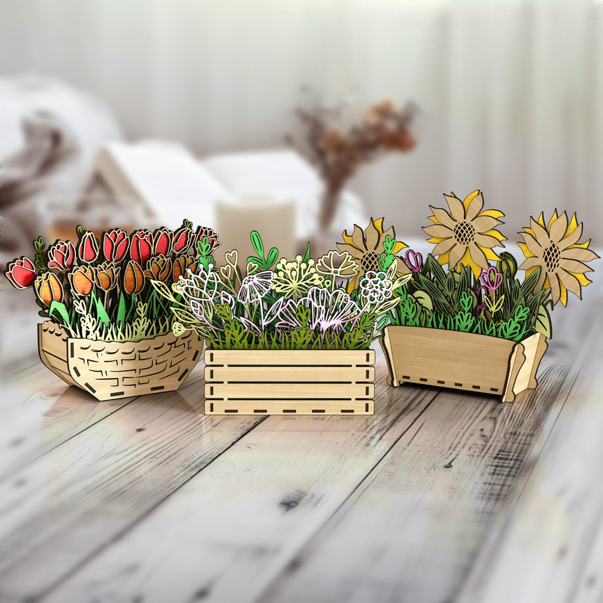 Chậu Hoa Bất Tử - Chậu hoa gỗ trang trí độc đáo, để bàn học, bàn làm việc. Hoa không bao giờ héo_thumbnail_2