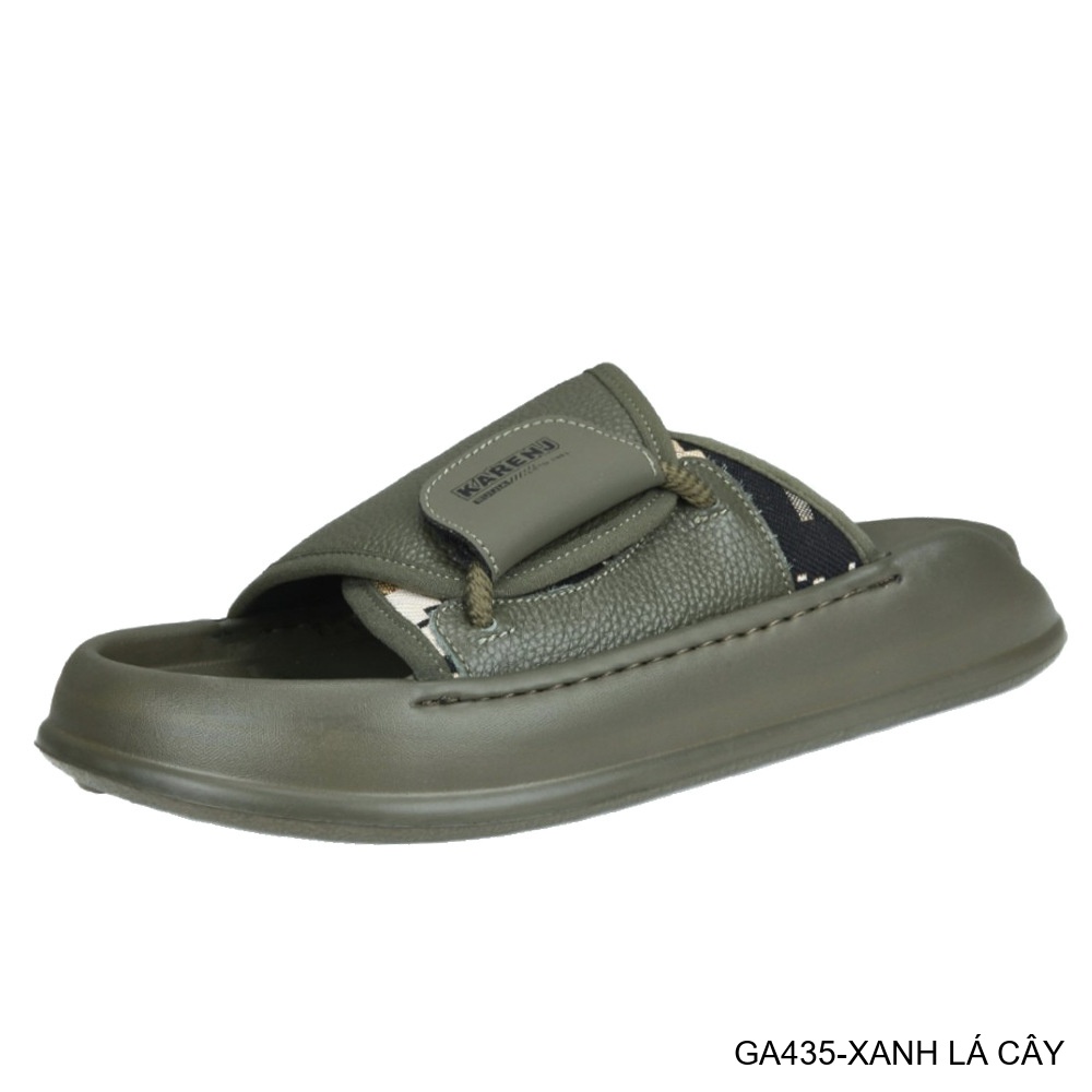 GA435 - Dép nam đế dày thời trang, chất liệu da bò mềm, màu xanh lá và đen_thumbnail_4
