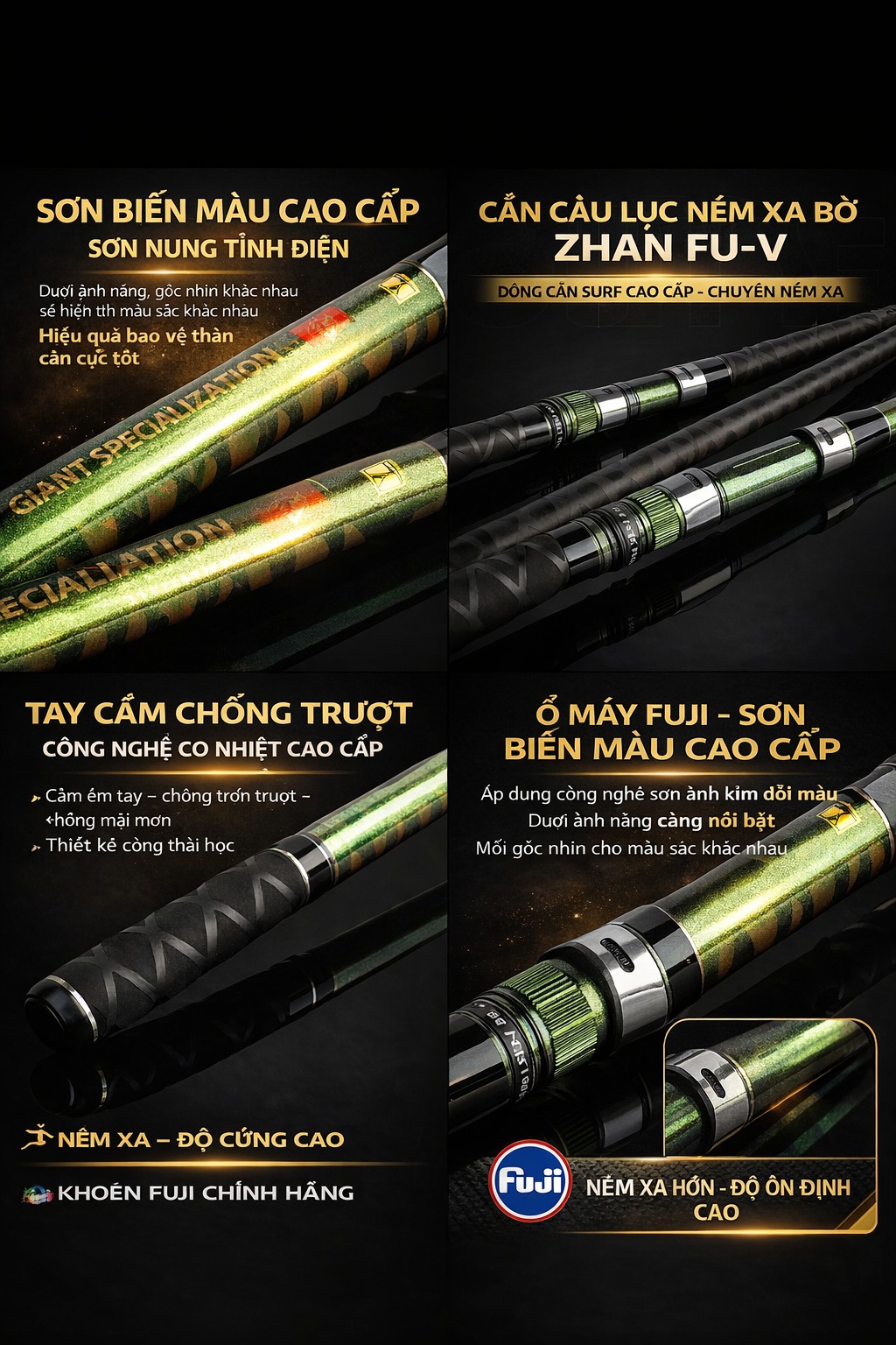 CẦN CÂU LỤC 3 KHÚC FUJI LAM PHONG ZHAN FU-V – SURF LEADER NÉM XA SIÊU LỰC_thumbnail_5