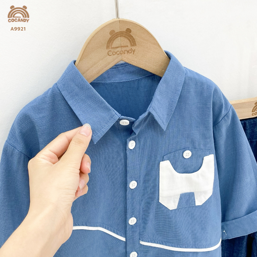 Áo dài XANH sơ mi phối túi ngực be_thumbnail_5