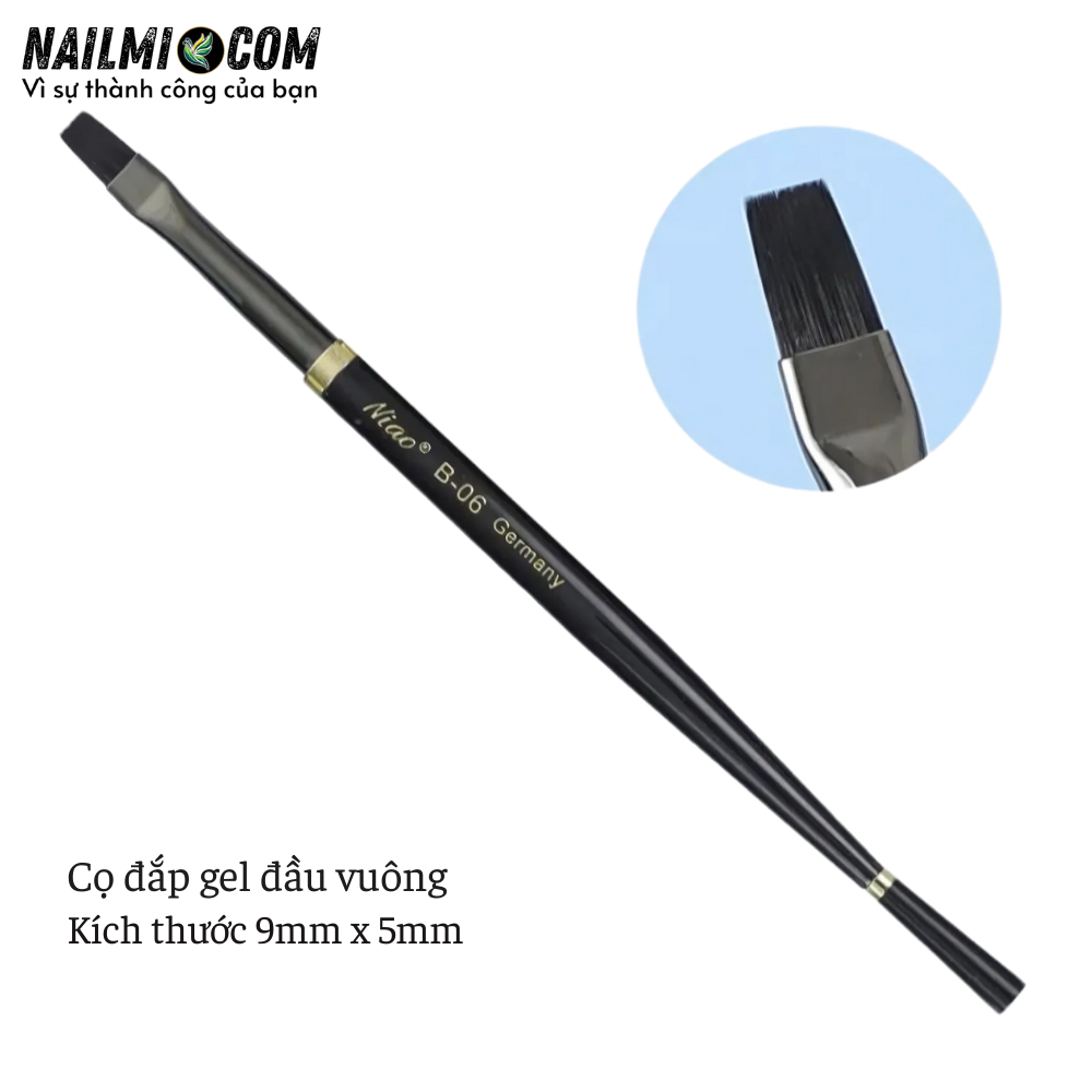 Cọ đắp gel - bản vuông - Niao - B06 - cán kim loại