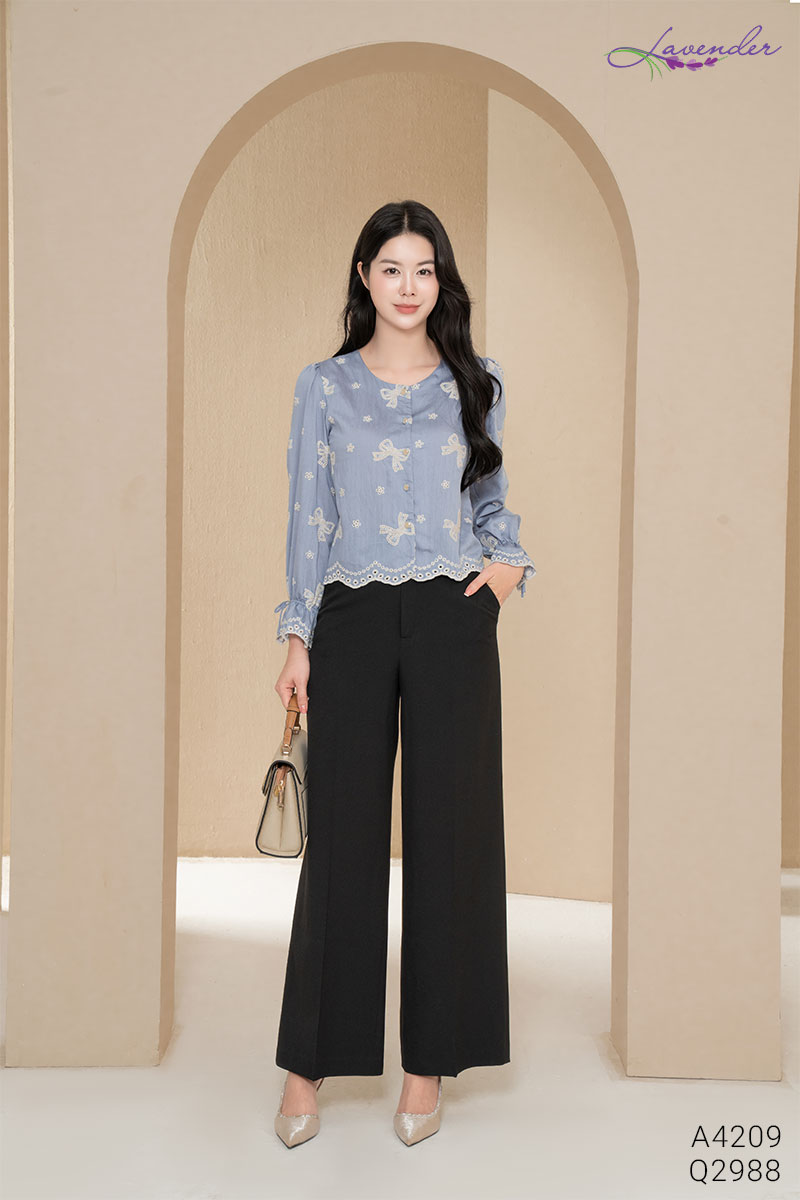 Áo sơ mi tay dài họa tiết nơ A4209_thumbnail_3