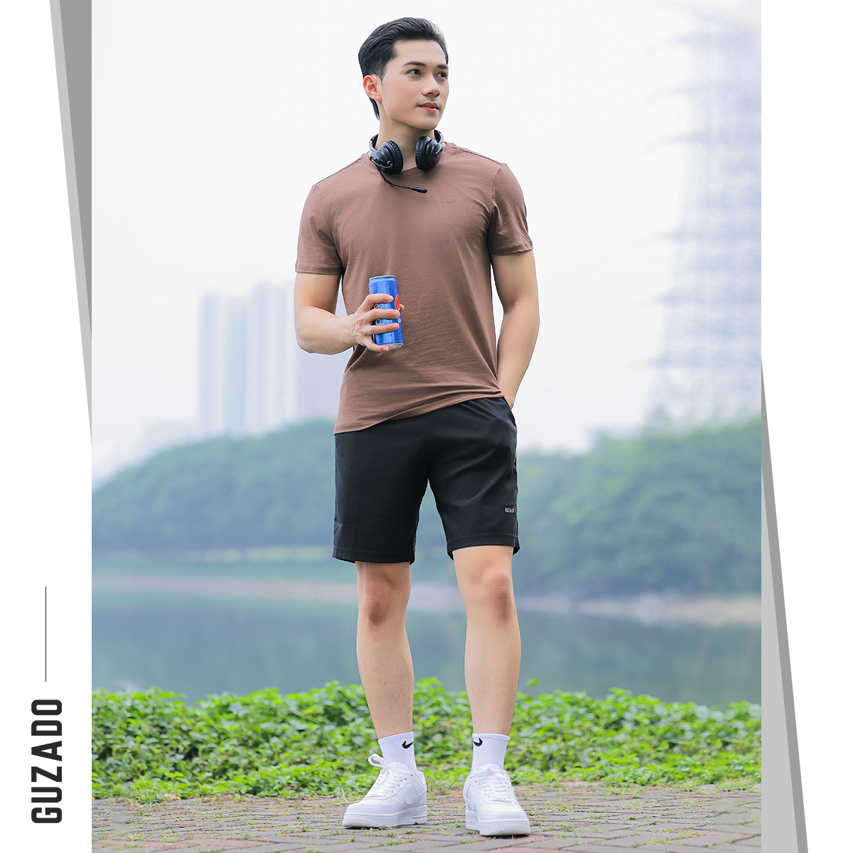 Đồ Bộ Guzado Áo Cotton Kết Hợp Quần Gió Basic  BTS03_thumbnail_43