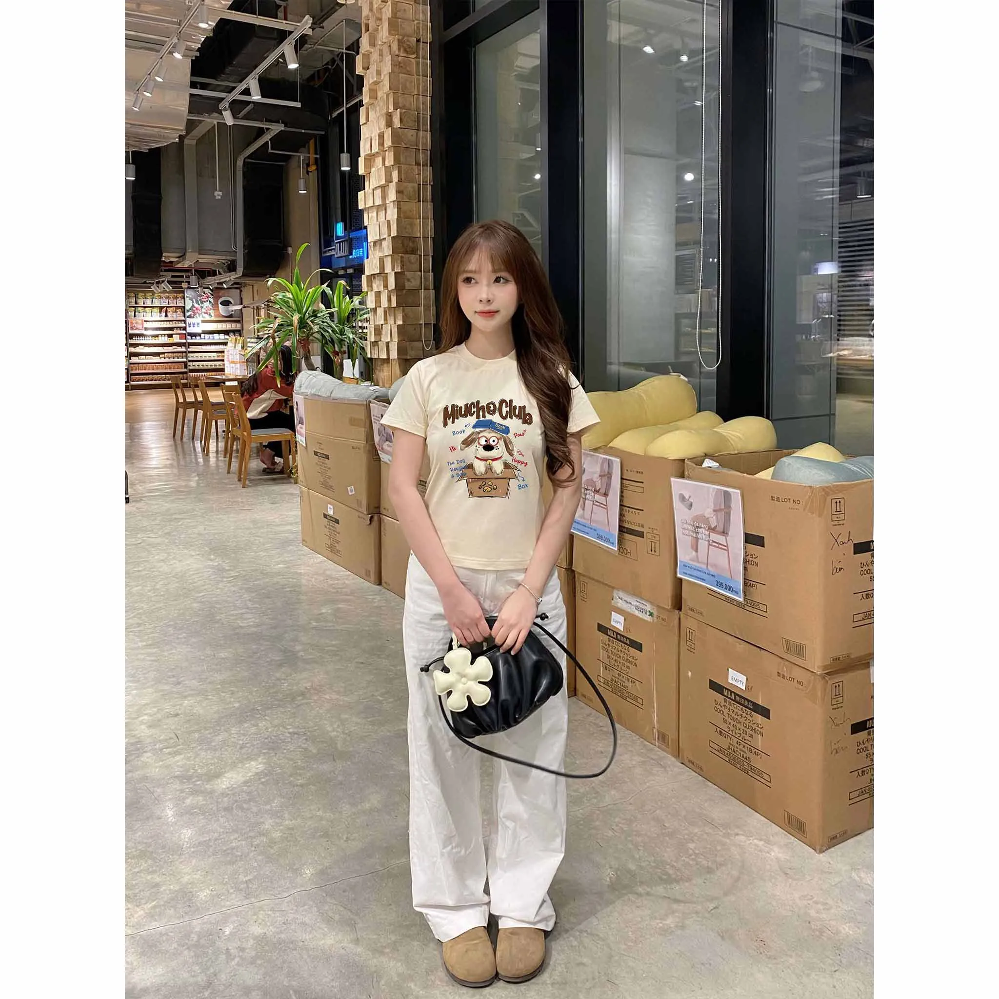 Áo baby tee nữ cute puppy nhiều màu 2619 Miucho vải cotton 2c thoáng mát co giãn in mix_thumbnail_2