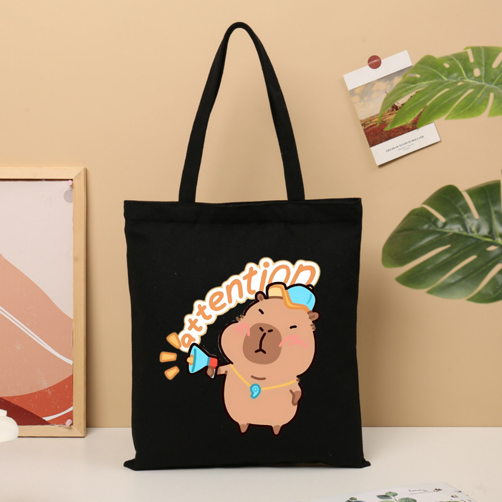 Túi tote vải canvas hình Gấu, Capybara có khoá kéo và ngăn phụ, đi học đi chơi - 𝐖𝐞 𝐓𝐞𝐞 TOTE02_thumbnail_14