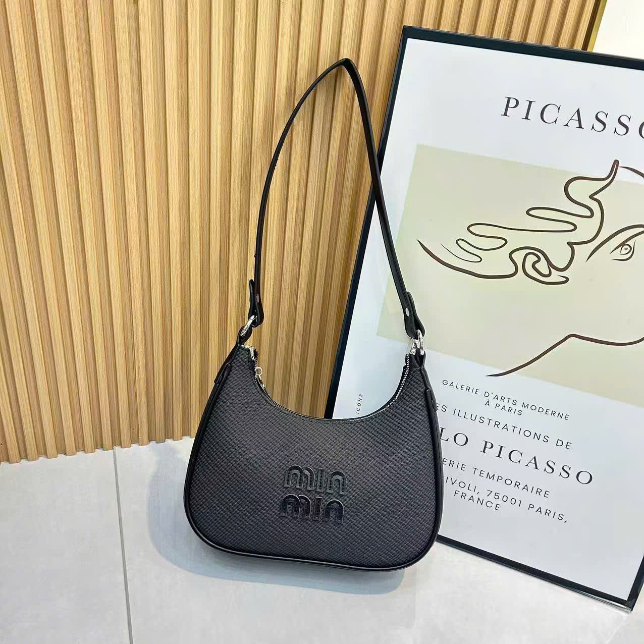 Túi miu viền da Đen - T48