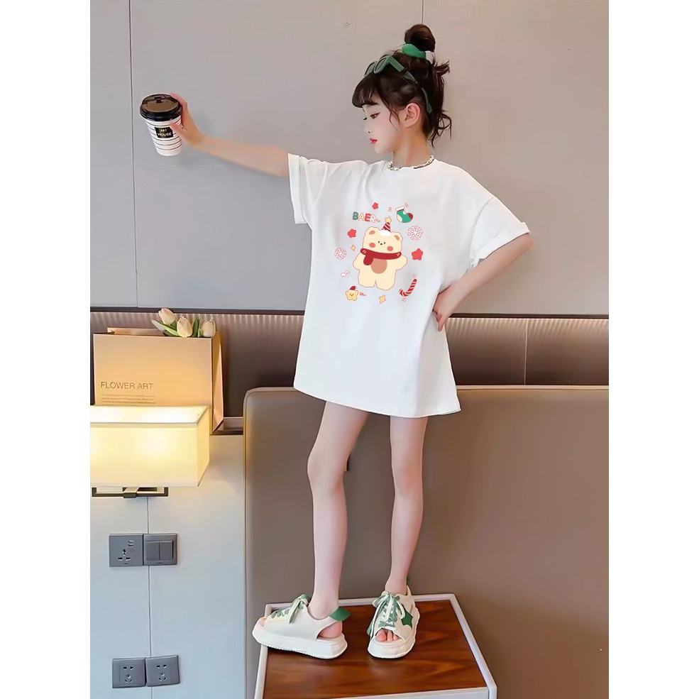 Áo thun bé gái hình gấu form rộng AED689 Miucho Kid 100% vải cotton thoáng mát basic_thumbnail_6