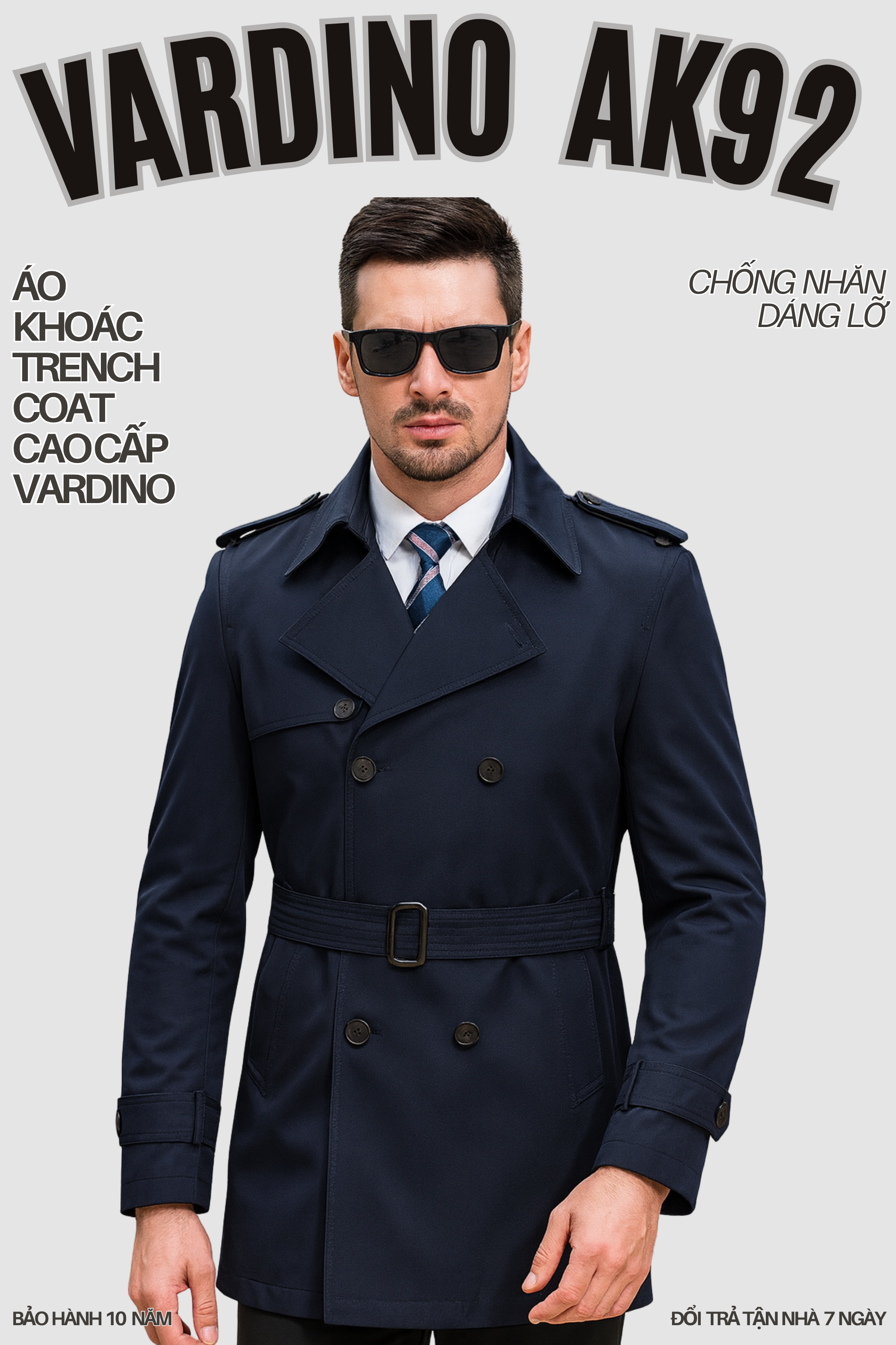 Áo khoác trench coat nam VARDINO ak92
