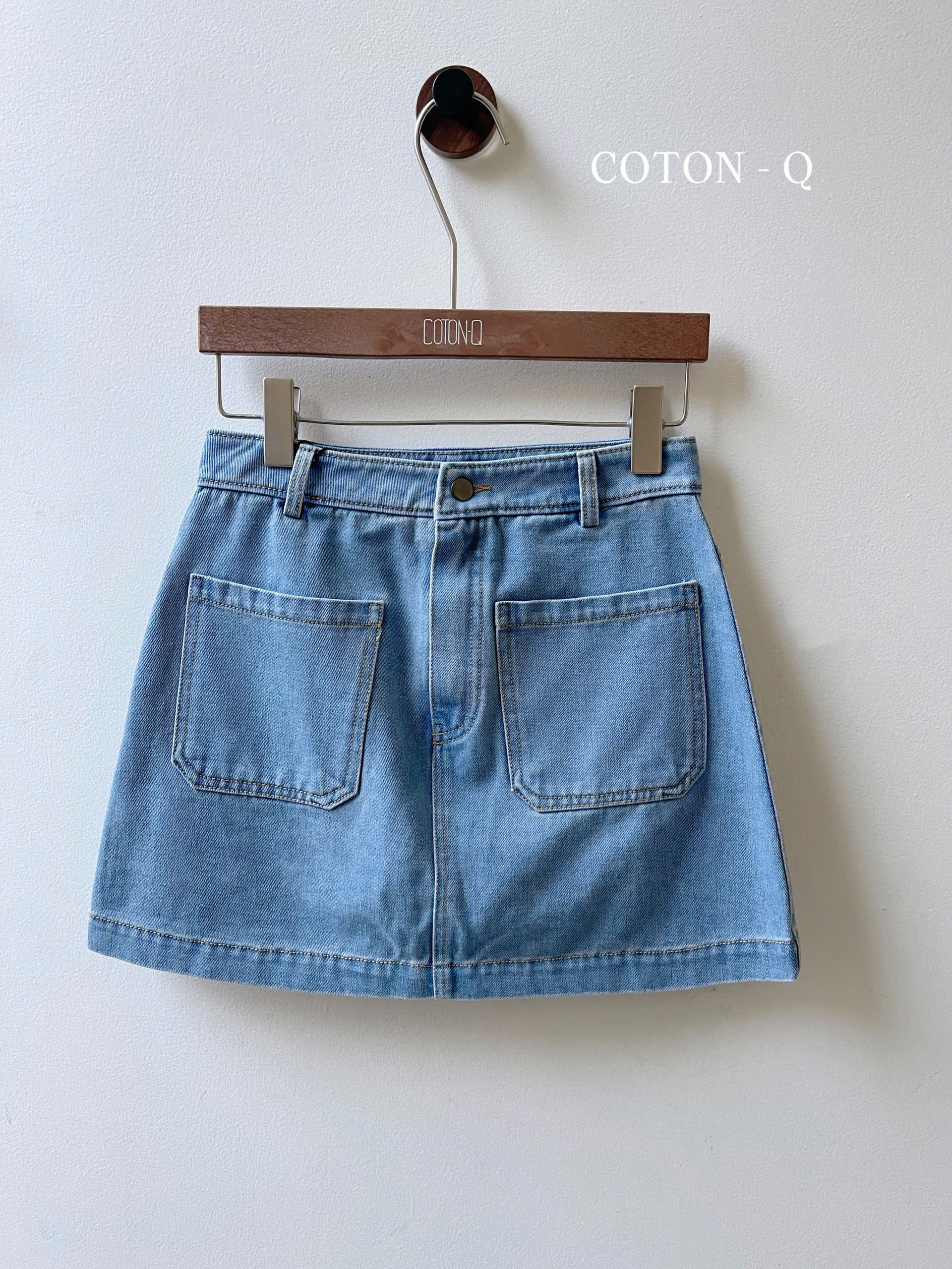 TS10 Chân váy ngắn Coton Q jean 2M ( NHẠT )