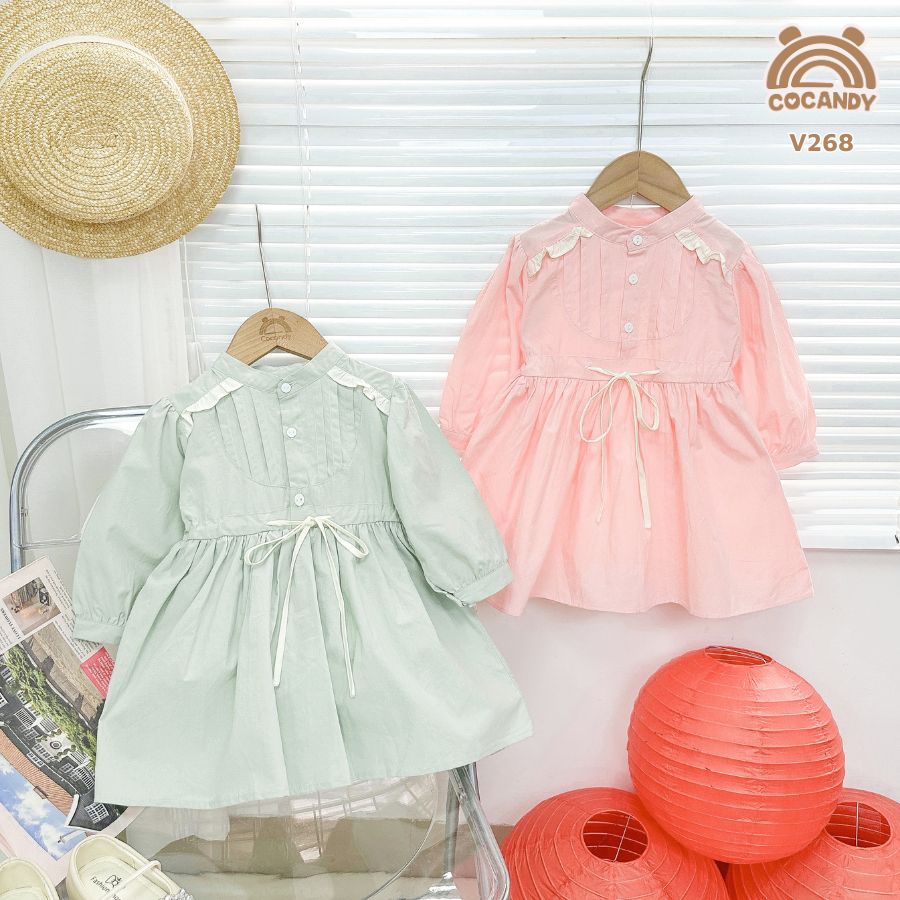 Váy dài HỒNG ngực xếp ly phối BE_thumbnail_4