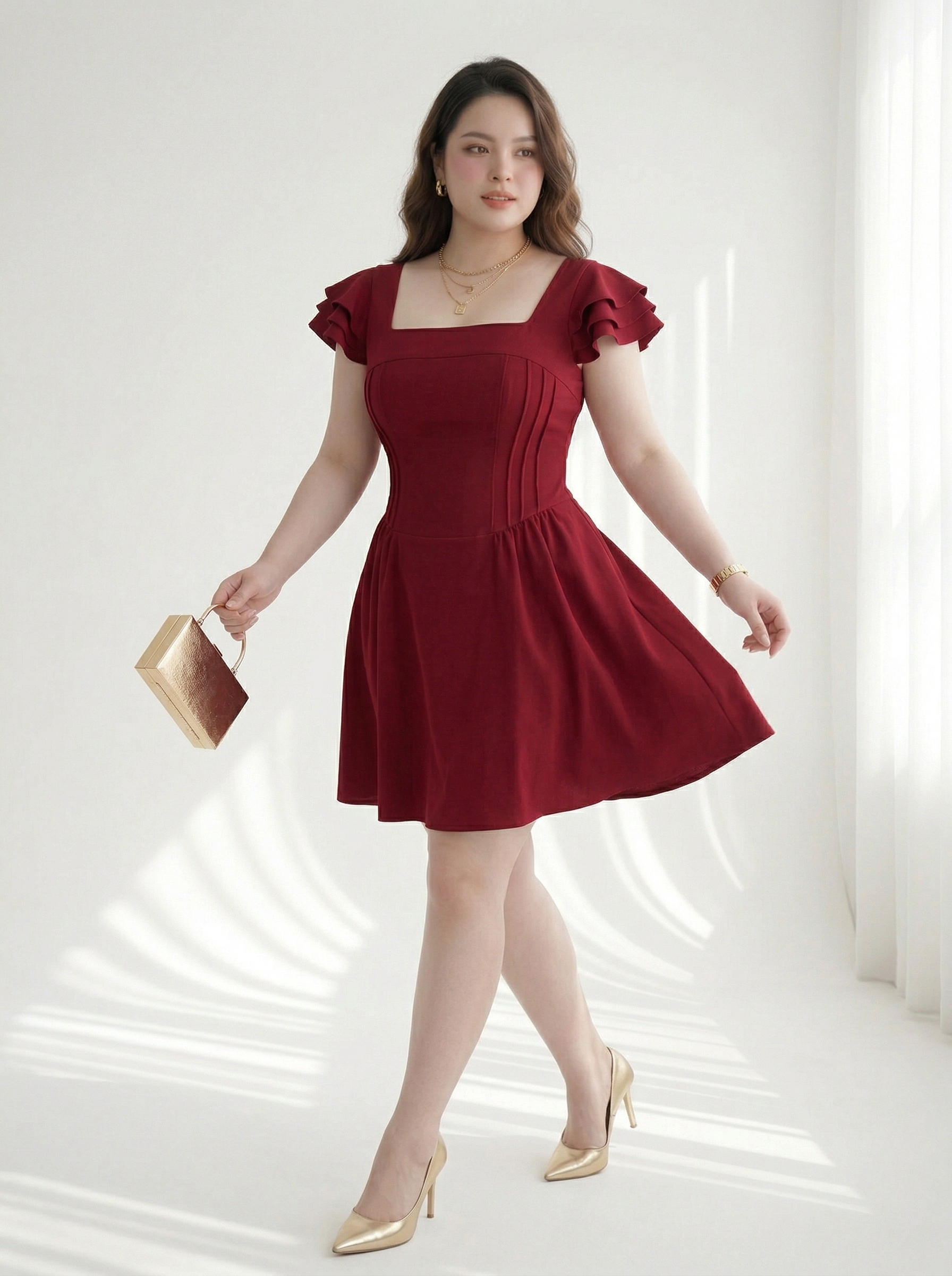 BIGSIZE - Đầm kiểu tay cánh tiên V- DA191_thumbnail_2