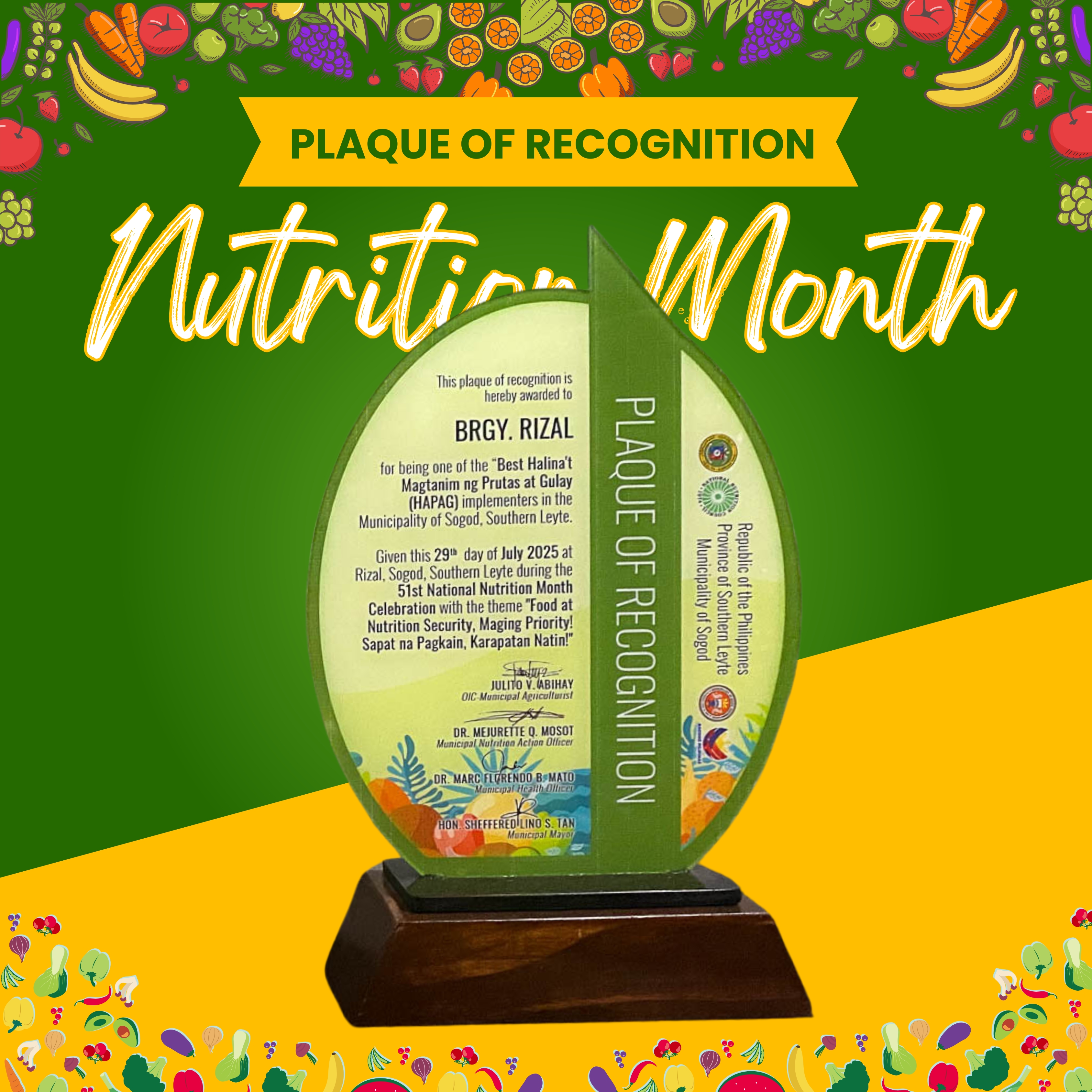 Nutrition Month Plaque
