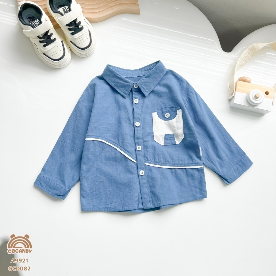 Áo dài XANH sơ mi phối túi ngực be_thumbnail_2