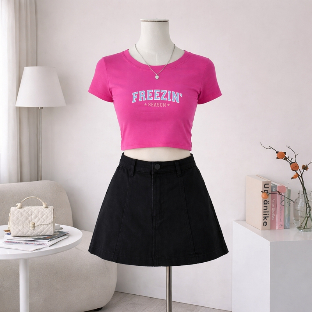 Áo croptop nữ in chữ FREEZIN SEASON dáng ôm chất thun cotton local brand WETEE - WC1159_thumbnail_1