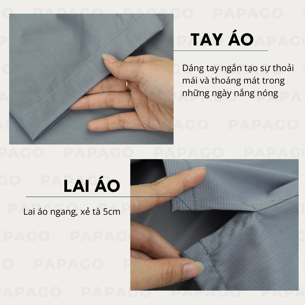 Áo sơ mi nam Trung niên thêu logo PAPAGO tay ngắn lai ngang - P25SNTT004_thumbnail_4