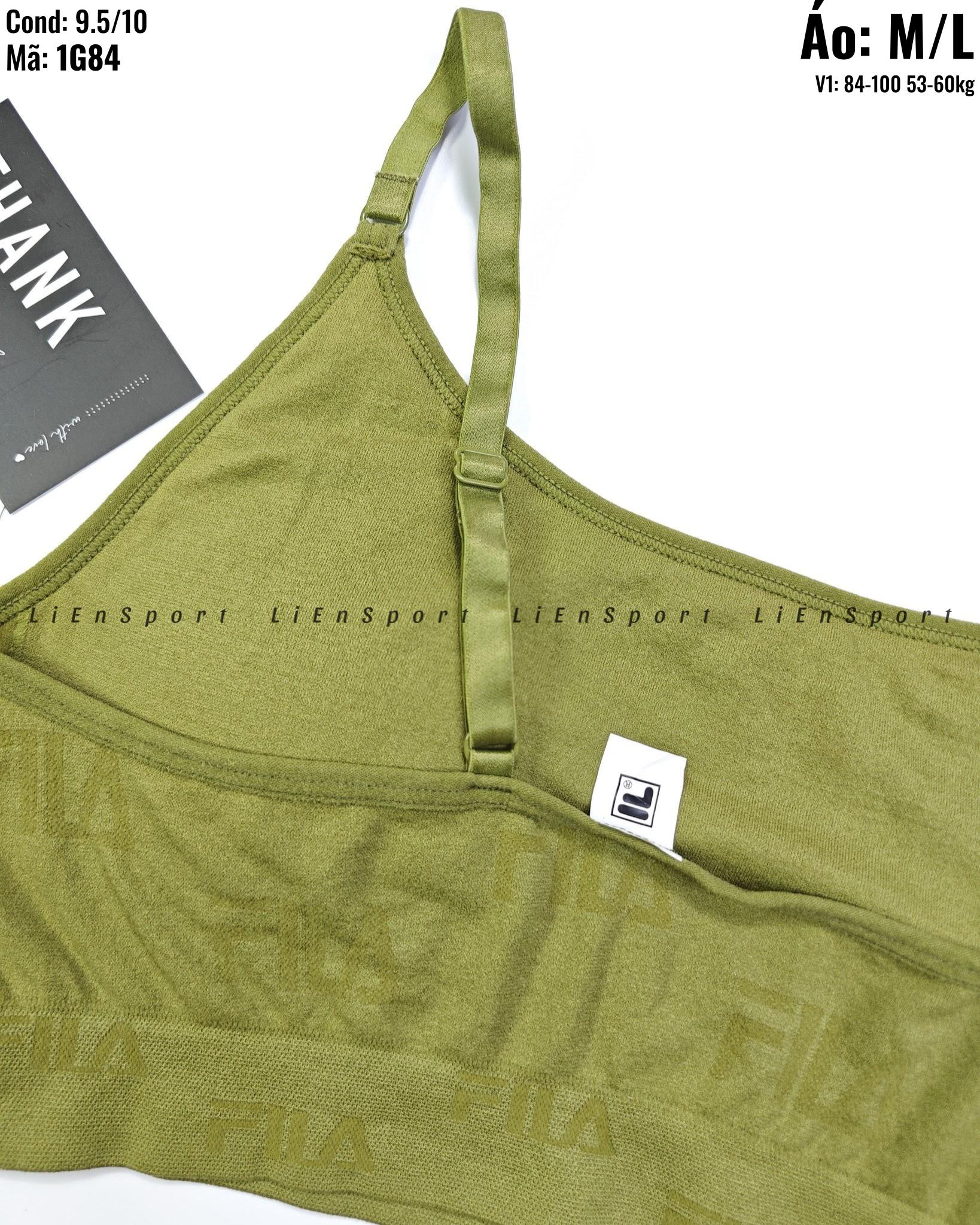 Fila Áo bra thể thao croptop Nữ Size ML Xanh rêu Auth 2nd Chất liệu mịn co giãn tốt Dây vai mảnh điều chỉnh được Chân ngực bản to Logo in chìm Phù hợp tập gym yoga Mã:1G84_thumbnail_4